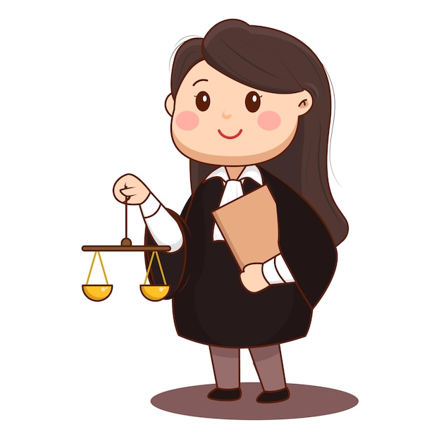 Cute Female Attorney Cartoon Character