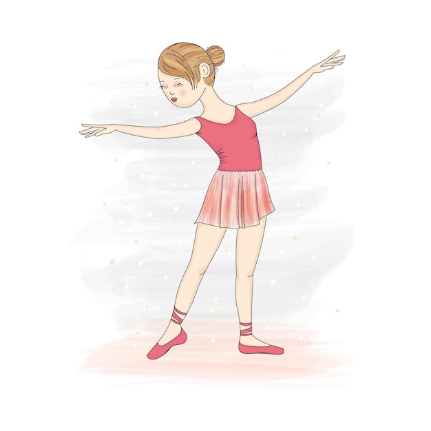 Cute female ballet dancer character with a pink tutu Vector