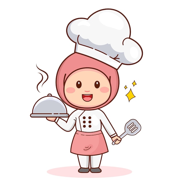 Cute Female Chef Cartoon Character