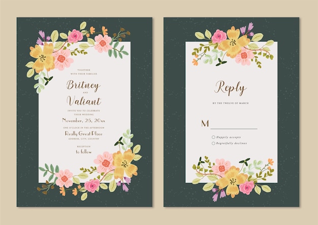 Cute and feminine Floral Wedding Invitation