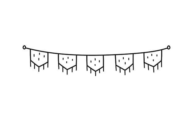 Cute festive bunting for a party isolated on white background Handdrawn illustration in doodle style