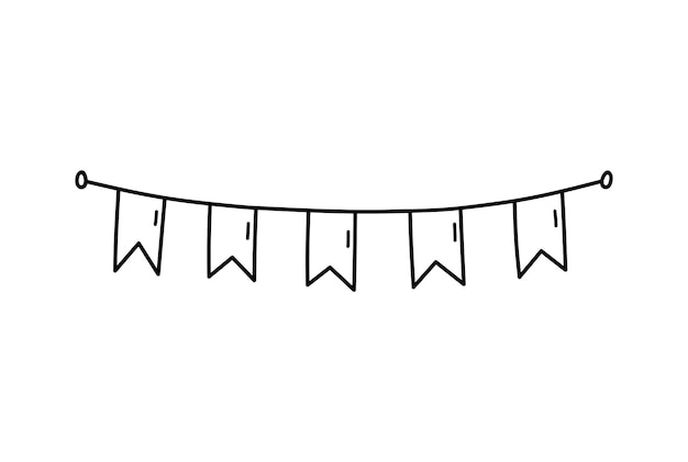 Cute festive bunting for a party isolated on white background