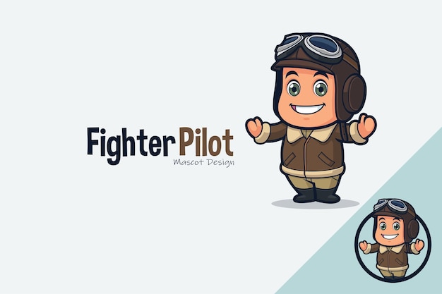 Cute Fighter Pilot Mascot Design