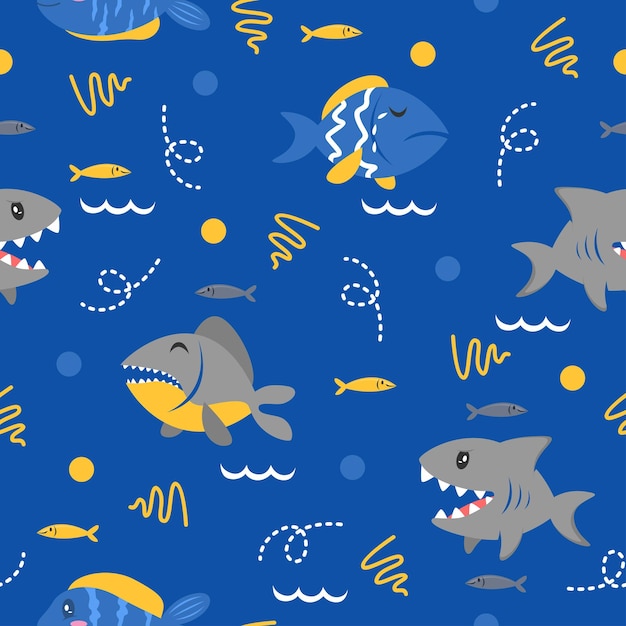 Cute fish cartoon pattern design concepts