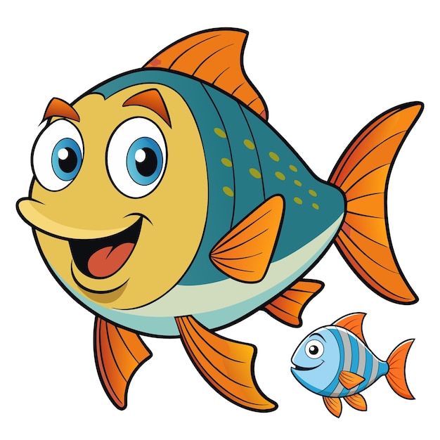 Cute fish illustration generated by AI collection of a different fish vector