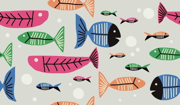 Cute fish pattern background vector design