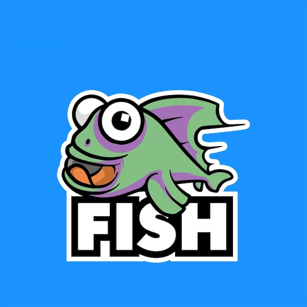 Cute fish predator mascot logo