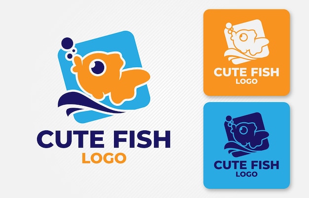 Cute fish vector logo design