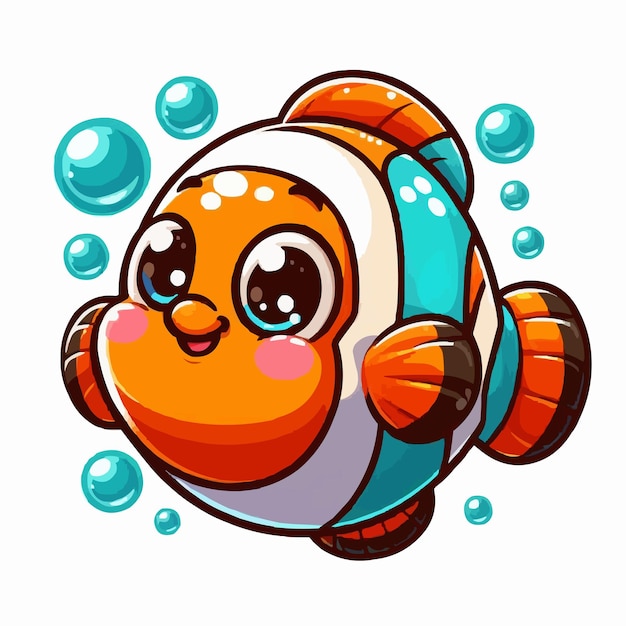 cute fish vector on white background