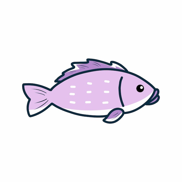 Cute fish on white background Hand drawn illustration Drawing for children Sticker