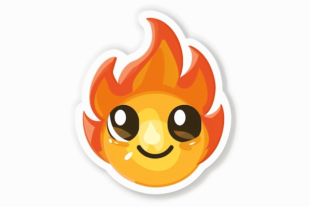 Cute Flame Icon With Face