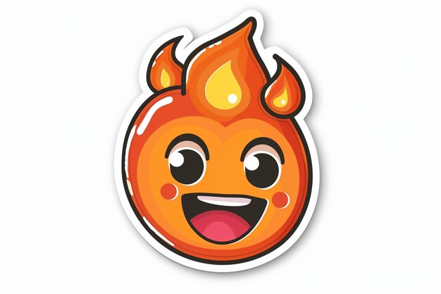 Cute Flame Icon With Face