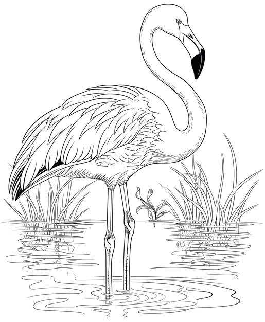 Vector cute flamingo coloring pages