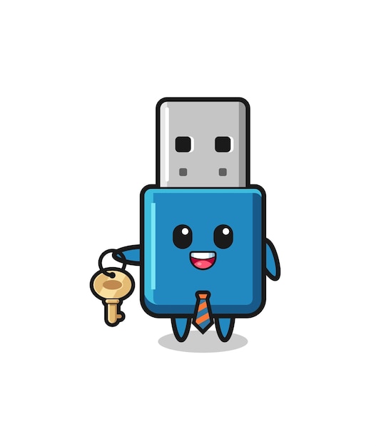 Cute flash drive usb as a real estate agent mascot