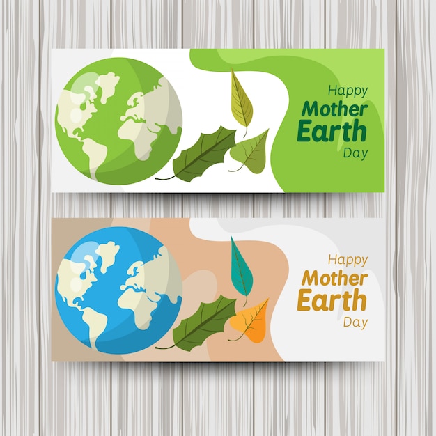 Cute flat banners for the world earth day	