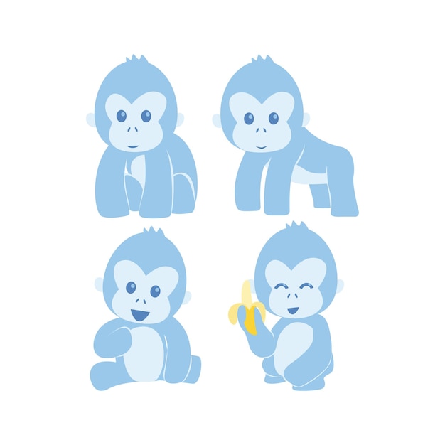 Cute Flat blue Chimpanzee Collection