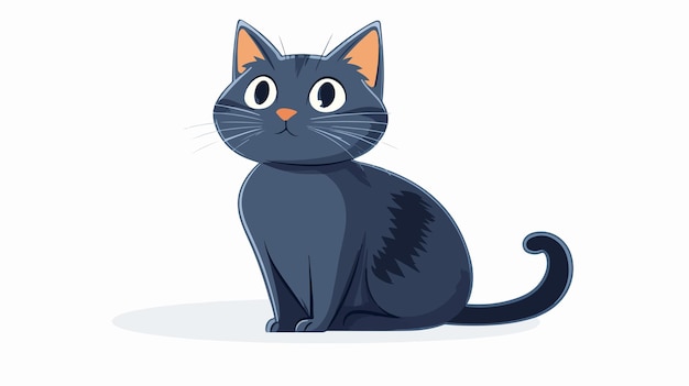 Cute Flat Color Style Cartoon Cat Vector Illustration