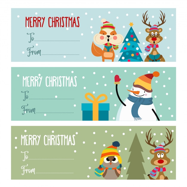 Cute flat design Christmas labels collection