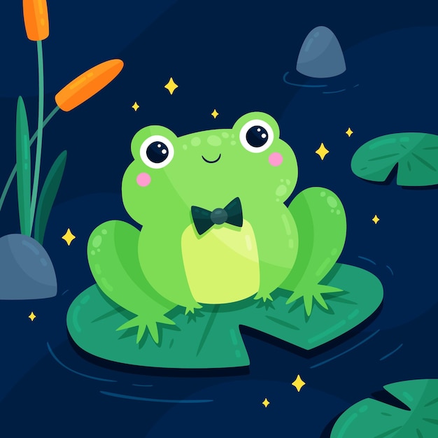 Cute flat design frog illustration