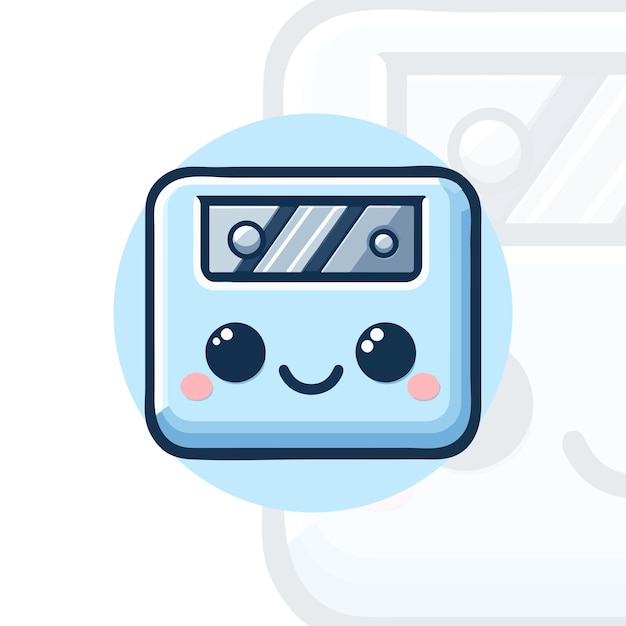 Cute flat design sharpener with a smiling face