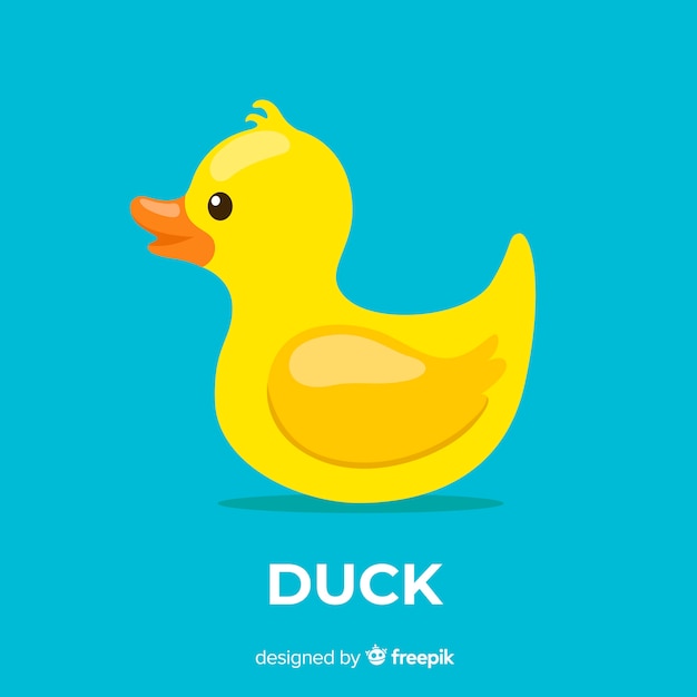 Cute flat design yellow rubber duck 