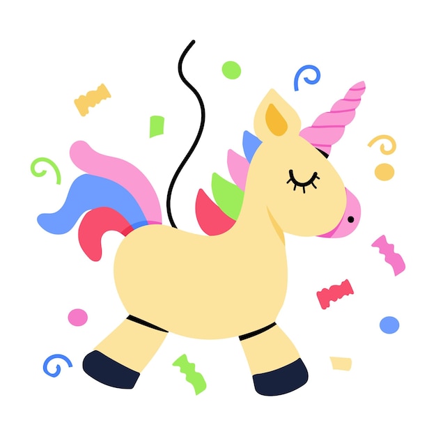 A cute flat sticker of unicorn