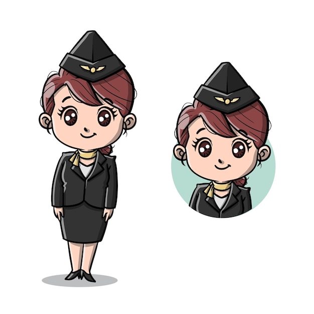 Cute Flight Attendant Cartoon