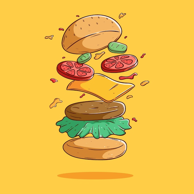 cute floating burger cheese design