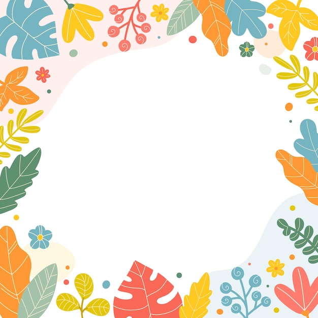 Cute floral botanical frame background template