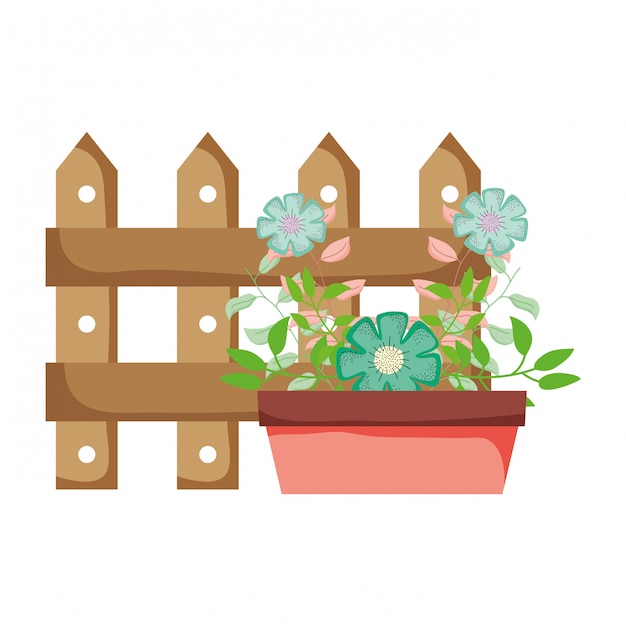 Cute floral houseplant with fence