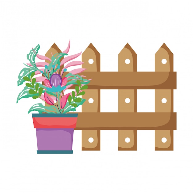 Cute floral houseplant with fence