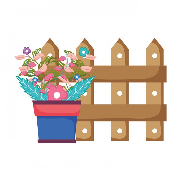 Cute floral houseplant with fence