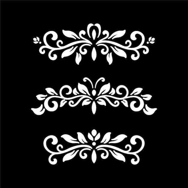 Vector cute floral ornamental decorative illustration element set