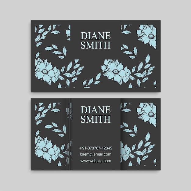 Cute Floral pattern Business card name card Design Template Vector