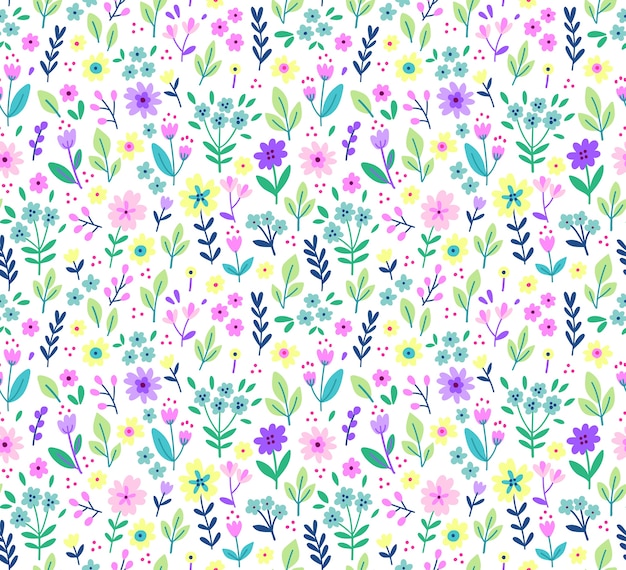 Cute floral pattern in the small flower. Ditsy print. Seamless texture. Elegant template for fashion prints. Printing with small lilac flowers. White background.