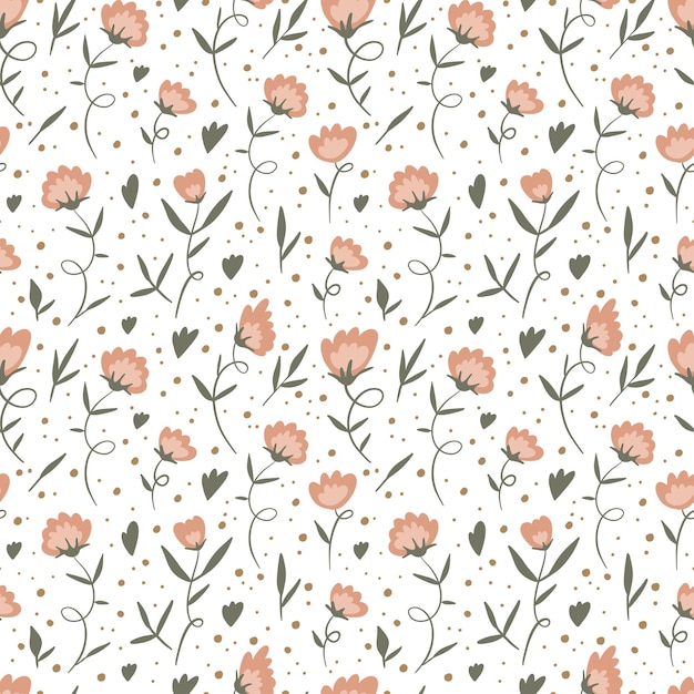 Cute Floral pattern in the small flower Ditsy print Seamless vector texture Elegant template for fashion prints Small pink flowers White background