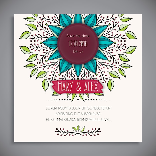 Cute floral wedding template