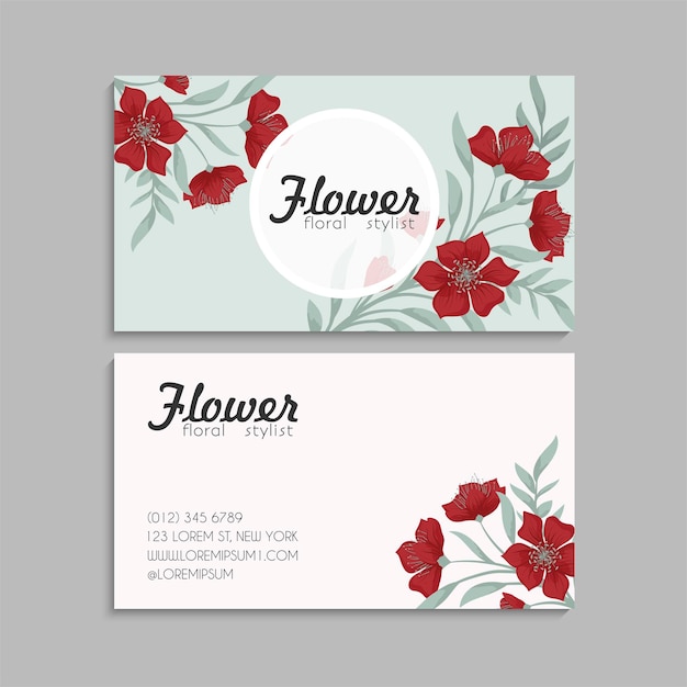 Cute flower business cards template