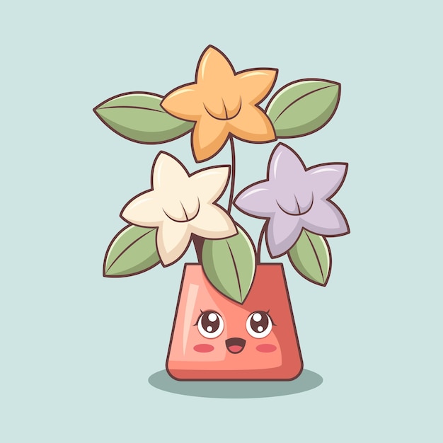 Cute Flower Character Design Illustration