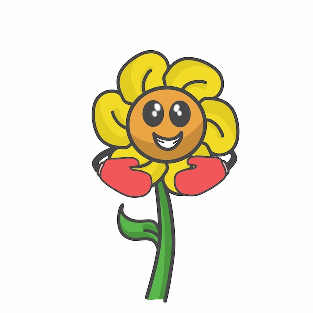 Cute flower character design vector template illustration