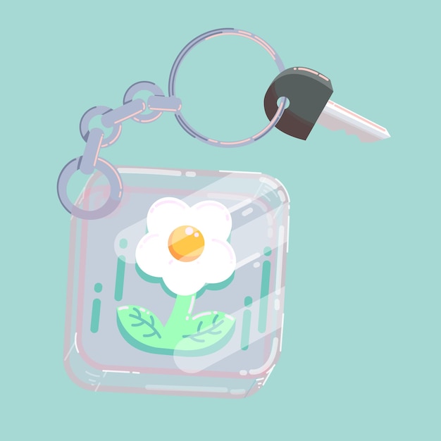 cute flower keychain vector illustration