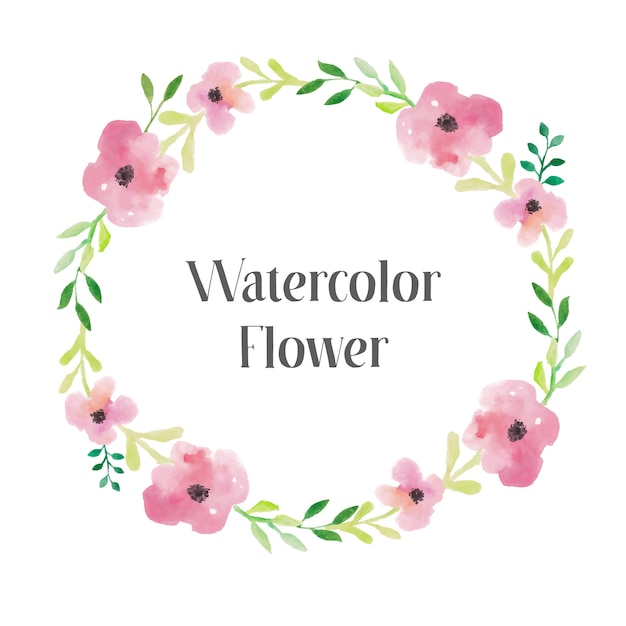 Cute Flower Watercolor Wreath 