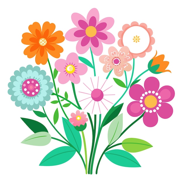 Vector cute flowers clip art and vector design with a white background