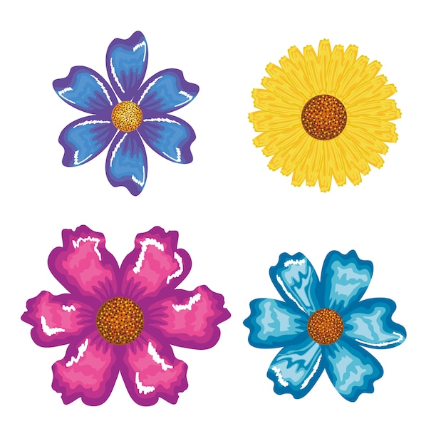 Cute flowers decorative icon