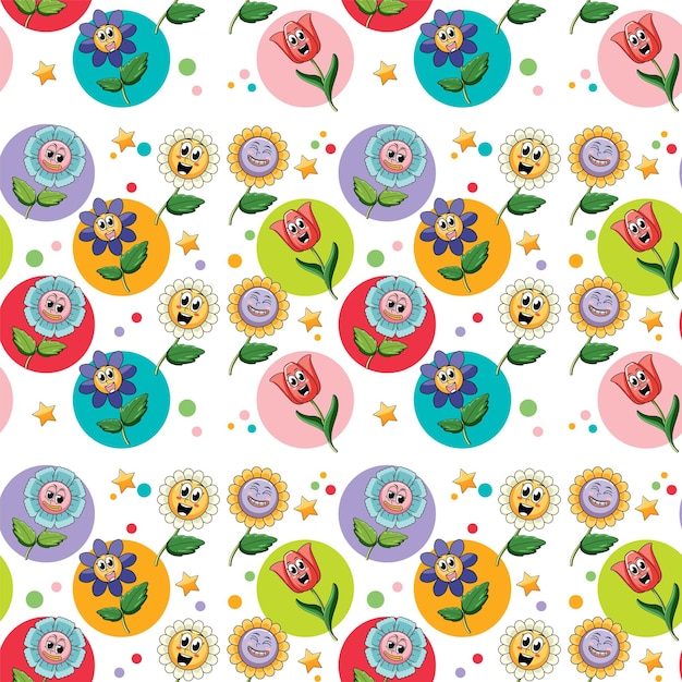 Cute flowers seamless pattern