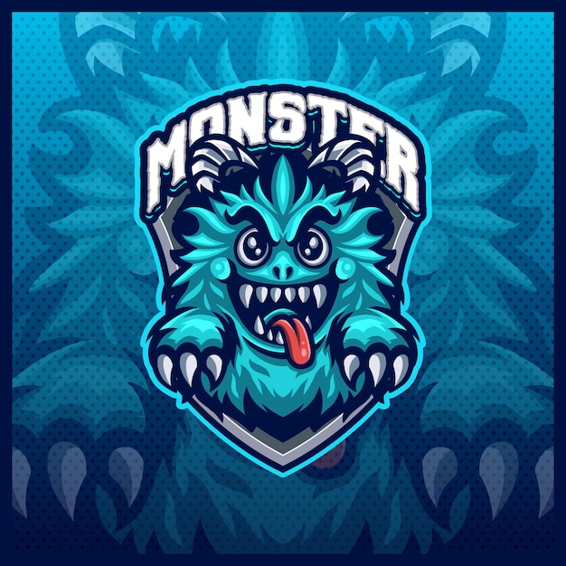 Cute Fluffy Monster mascot esport logo design illustrations vector template