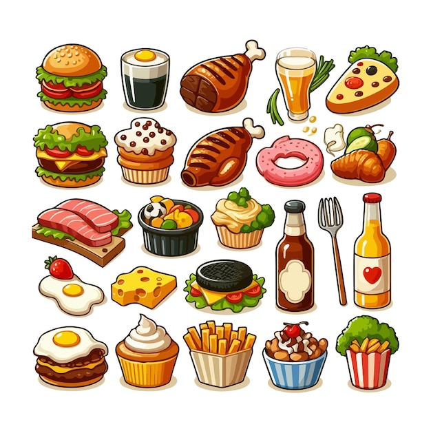 cute food illustration vector on white background