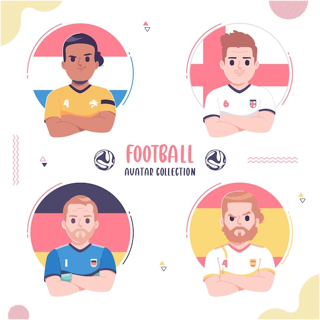 cute football player avatar design collection