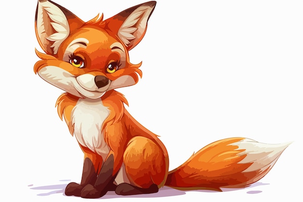 Cute Fox Cartoon Character Clipart on White Background