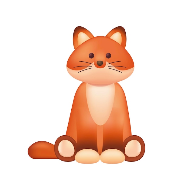 Cute fox character as kids toy 3D illustration